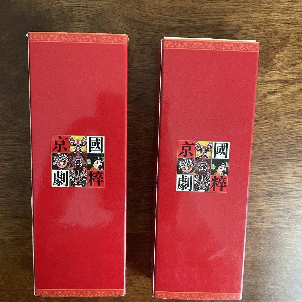 Peking Opera Bookmarks‎ Enamel Metal Set of 2 Asian Warrior Mask in Boxes